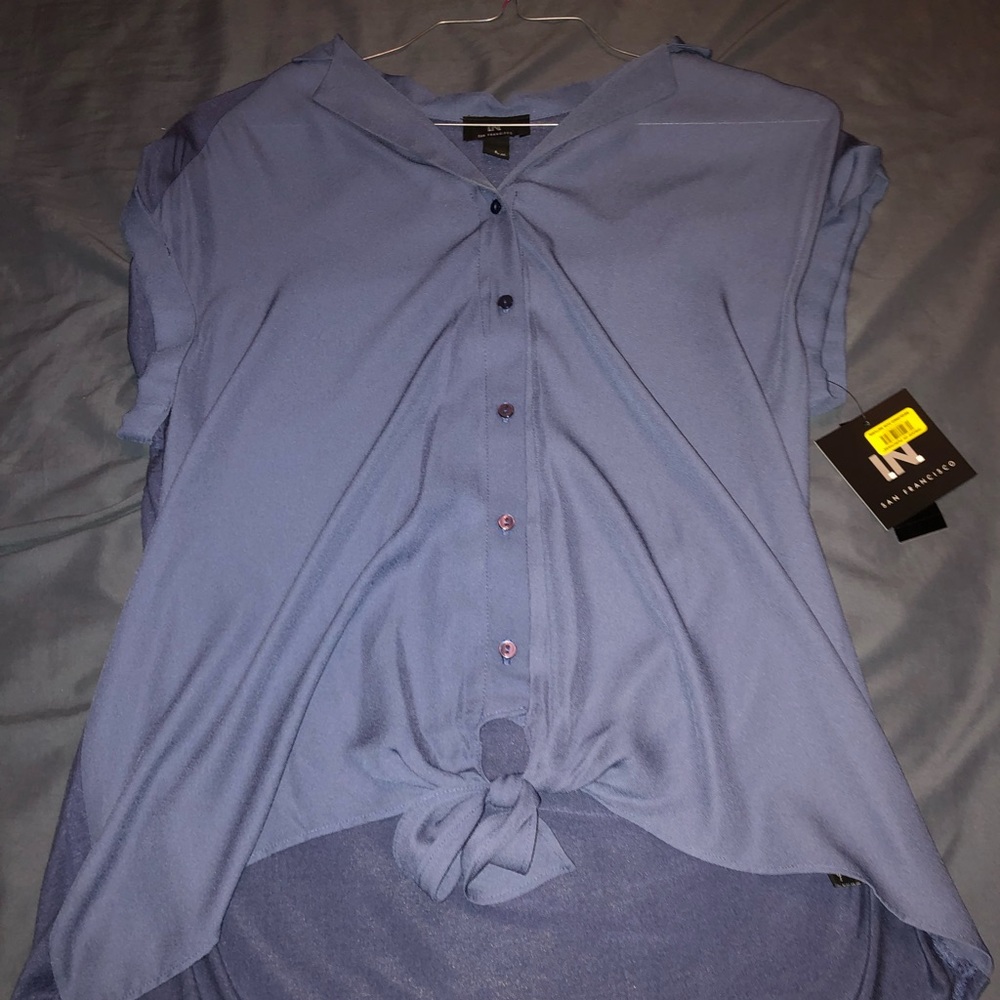 Blue button down blouse